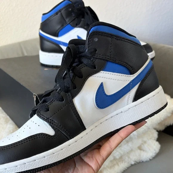 Jordan 1 Mid - white, black, racer blue - Picture 4 of 6